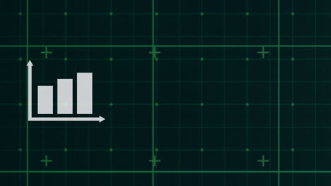 digital animation of graphs against grid network on black background