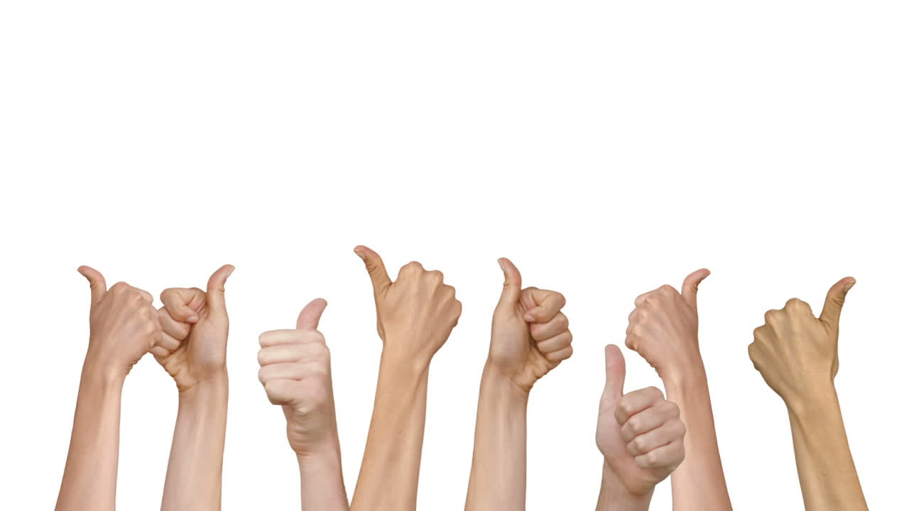 많은 손이 엄지손가락을 나타니다.