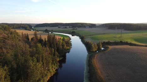 small river in a countryside during the sunset