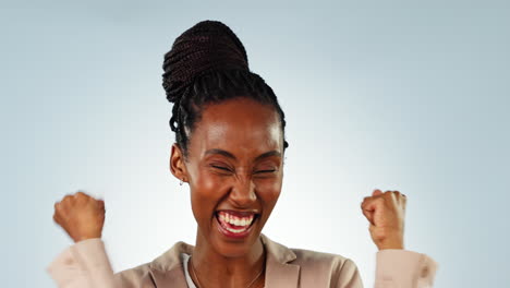 Mujer-Negra-Feliz,-Rostro-Y-Celebración