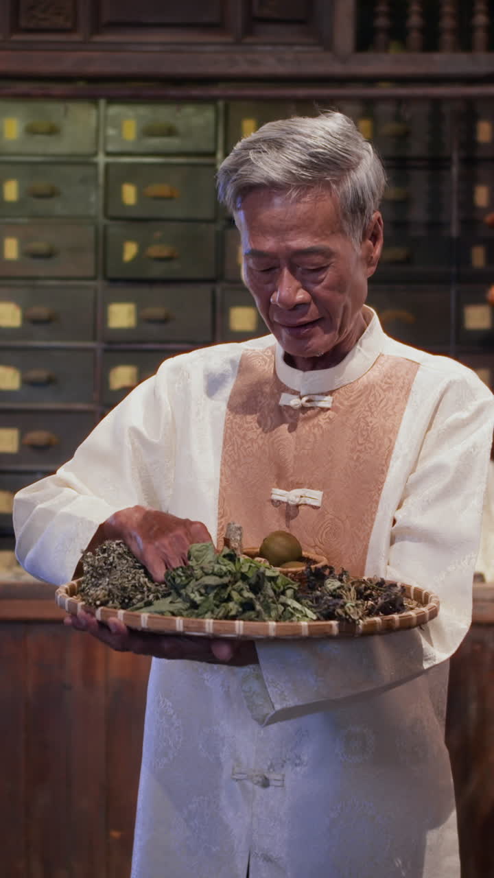 Herbal Apothecary Worker with Tray Posing for Camera