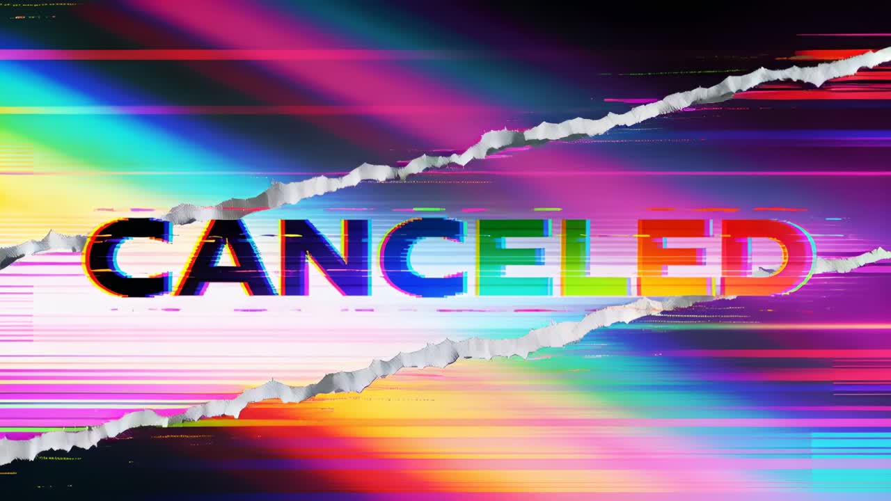 Jittering CANCELED reacting to scanline shifting on digital canvas, revealing torn-paper bands