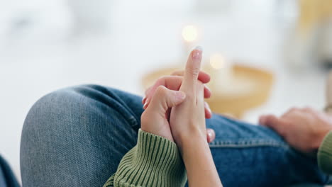 home, closeup and couple holding hands