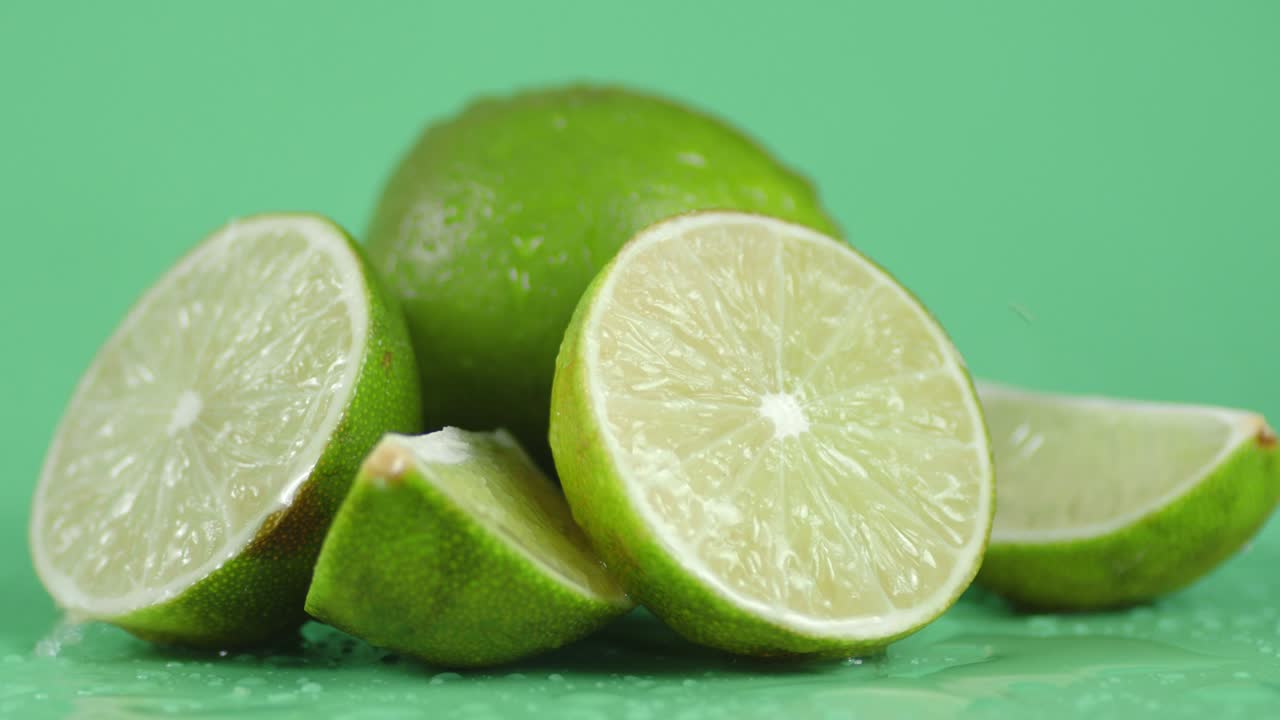 en pedazos de cal perfumada caen gotas de agua.