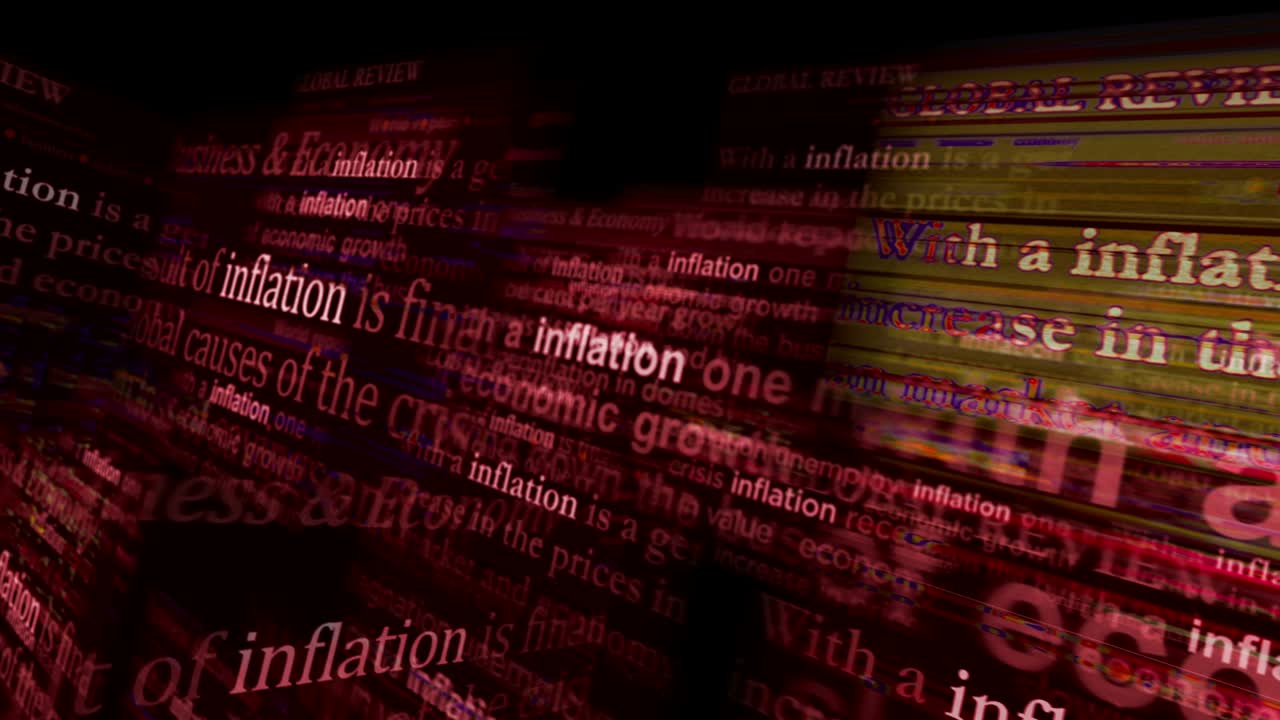 Headline news titles media with inflation, unemployment and economy crisis seamless looped