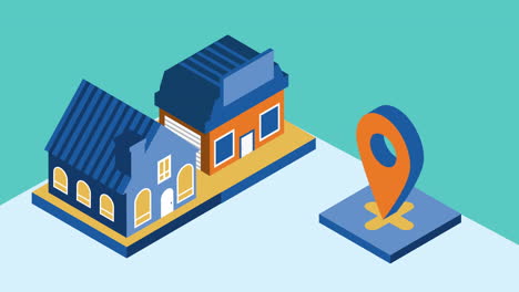 real estate isometric houses animation