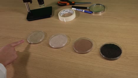análisis de muestras de suelo en un entorno de laboratorio