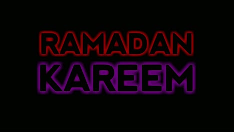 拉馬丹卡里姆 (ramadan kareem) 藍色燈光,黑色背景的文字動畫,發光,閃<unk>的拉馬丹卡利姆 ( ramadan kareem ) 藍色背景文字,拉馬登卡里姆概念,4k動畫