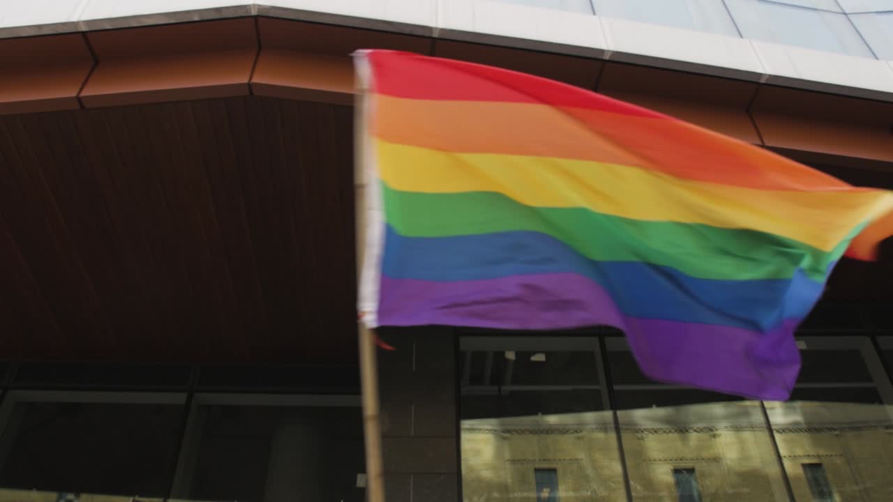 LBGTQ flag flying in Toronto, Ontario, Canada