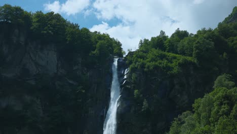 foroglio waterfall in summer, ticino, switzerland - wide