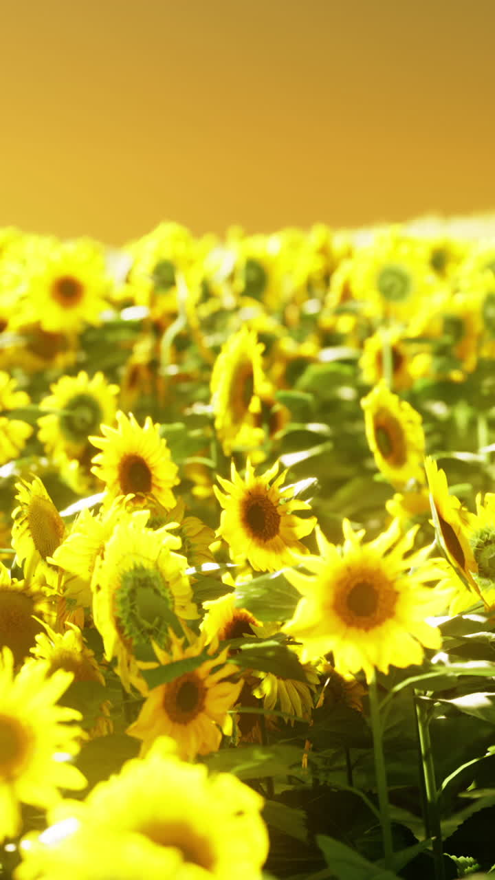 Un hermoso campo de girasoles al atardecer