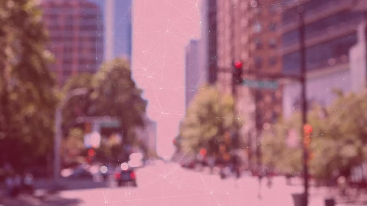 도시 풍경에 대한 연결 네트워크의 애니메이션