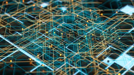 circuit board and current data, data background, 3d rendering.