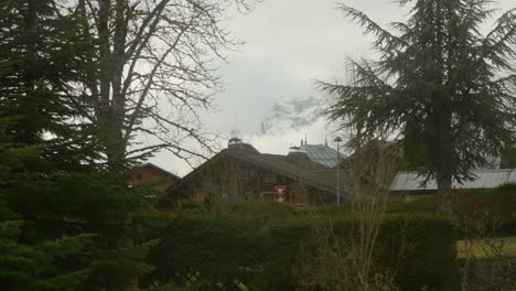 Casas-En-El-Pueblo-Con-Pinos-En-Los-Alpes-Franceses.