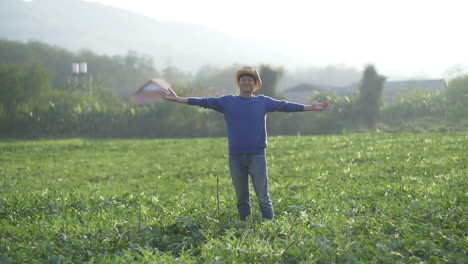 farmer in melon field