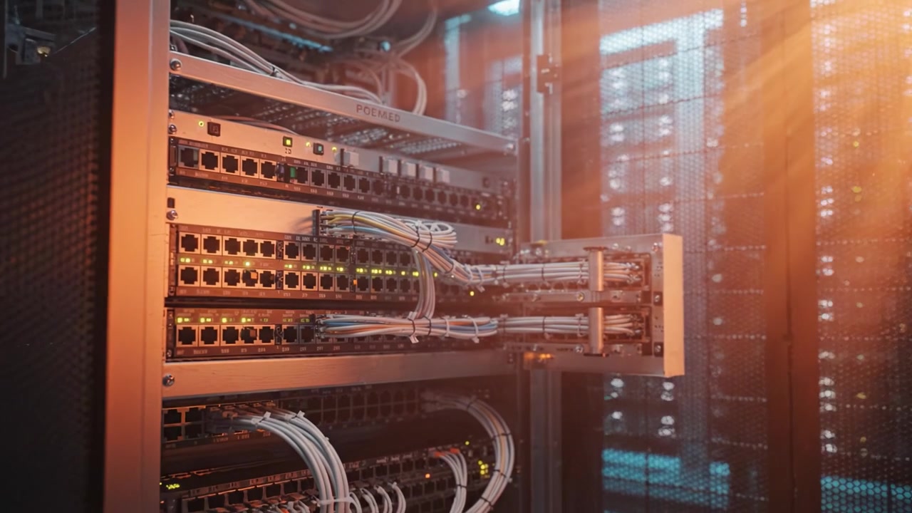 Exploring Advanced Server Technology in a Data Center: A Close-Up Look at Network Switches and Cabling Systems for Enhanced Connectivity and Performance