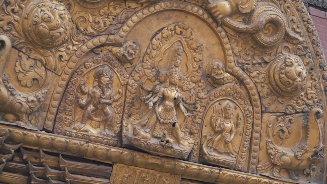 Detail Of Golden Gate On Patan Museum In Patan Durbar Square Kathmandu, Nepal. - close up shot