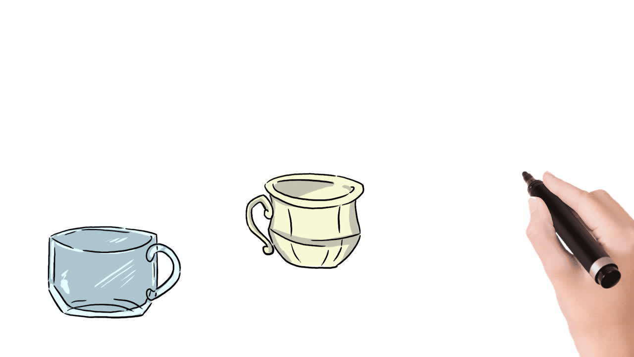 коллекция вручную нарисованных чашек и кружев