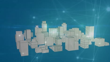 animation of network of connections over digital city