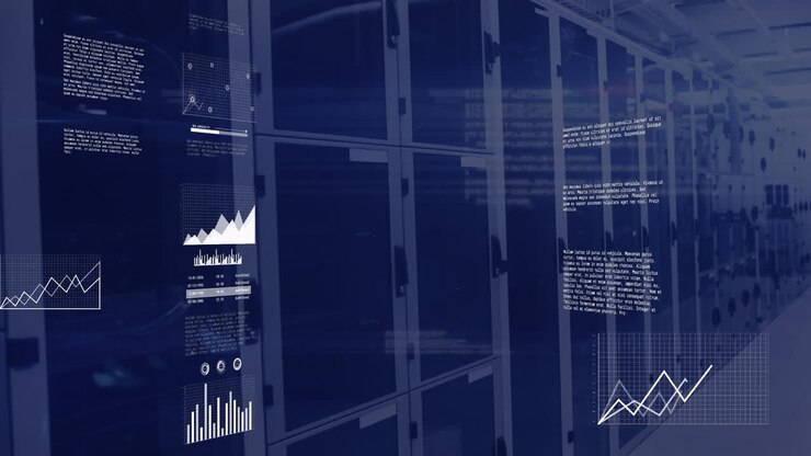 Animation of statistical data processing against computer server room