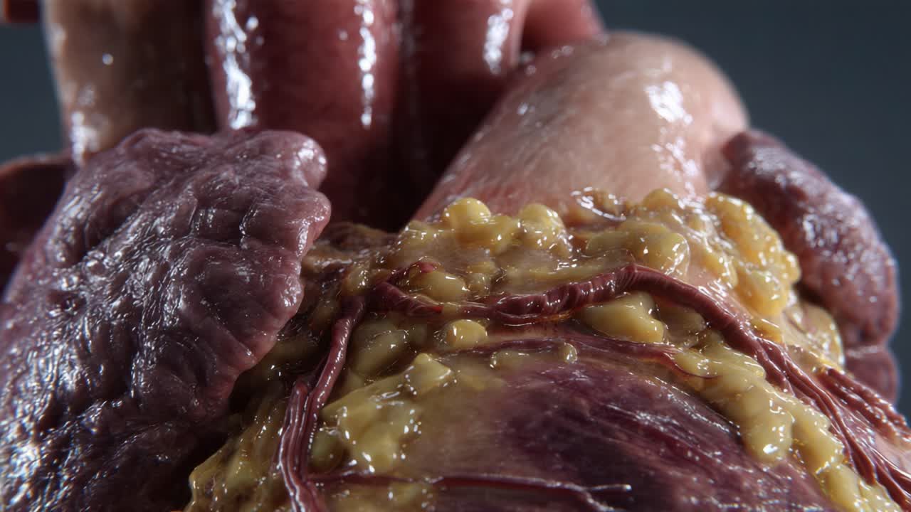 A Close-Up Exploration of Human Cardiovascular Anatomy Highlights the Intricacies of the Heart's Structure with a Focus on Surrounding Tissue and Fluid Composition