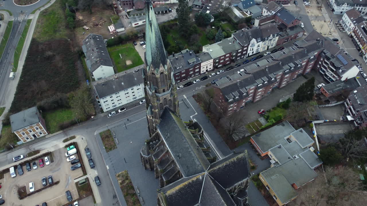 Aerial View of a German Church in a City