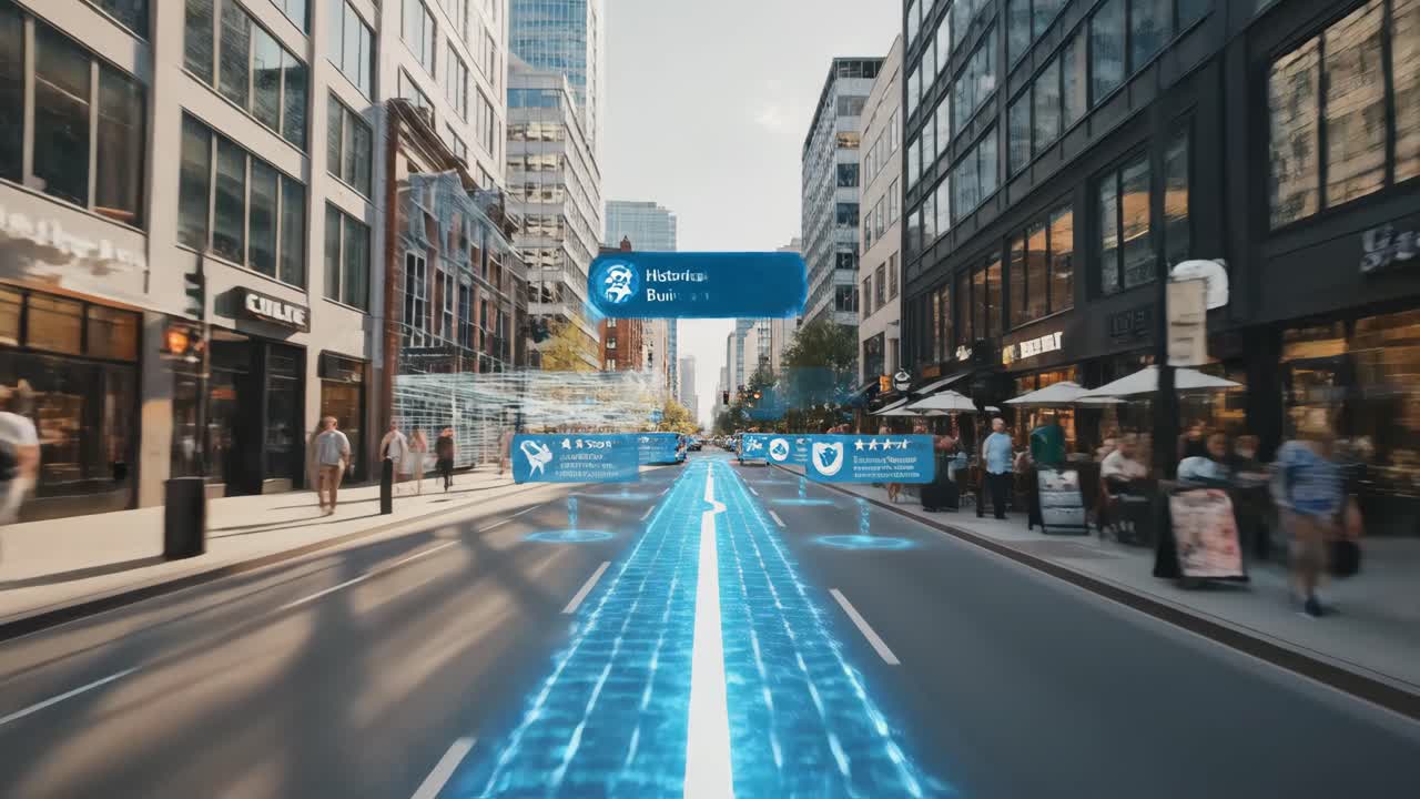 City Street with Augmented Reality Overlays
