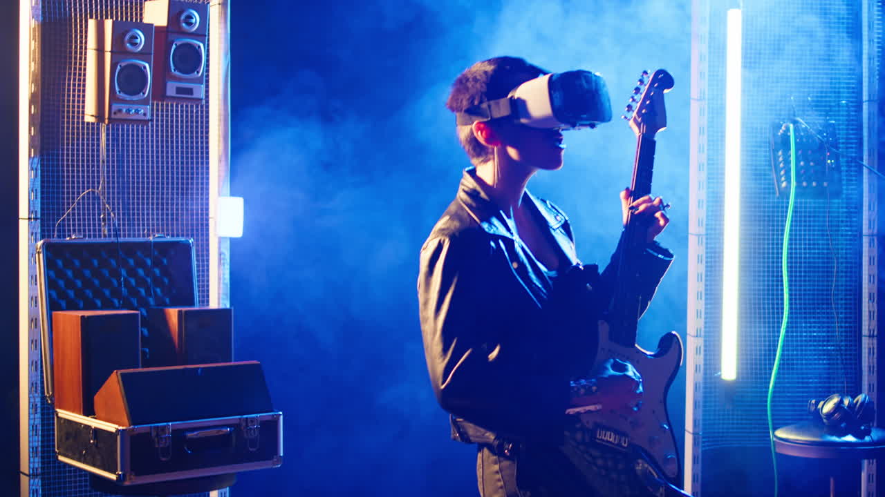 Persona che suona la chitarra in VR
