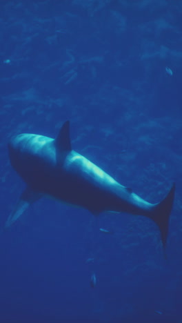 great shark in the deep blue ocean