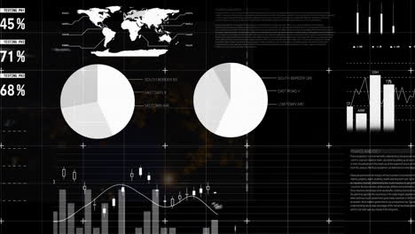 animación de la interfaz digital con procesamiento de datos sobre fondo negro
