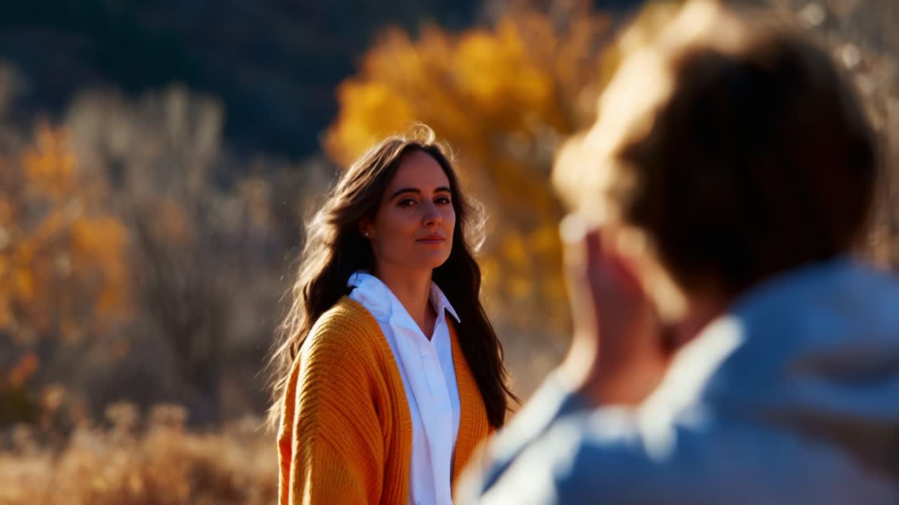 A Captivating Moment in Nature: A Girl, Engaging with a Charming Landscape While a Boy Seemingly Observes Her From Behind, Highlighting the Essence of Human Connection and Natural Beauty
