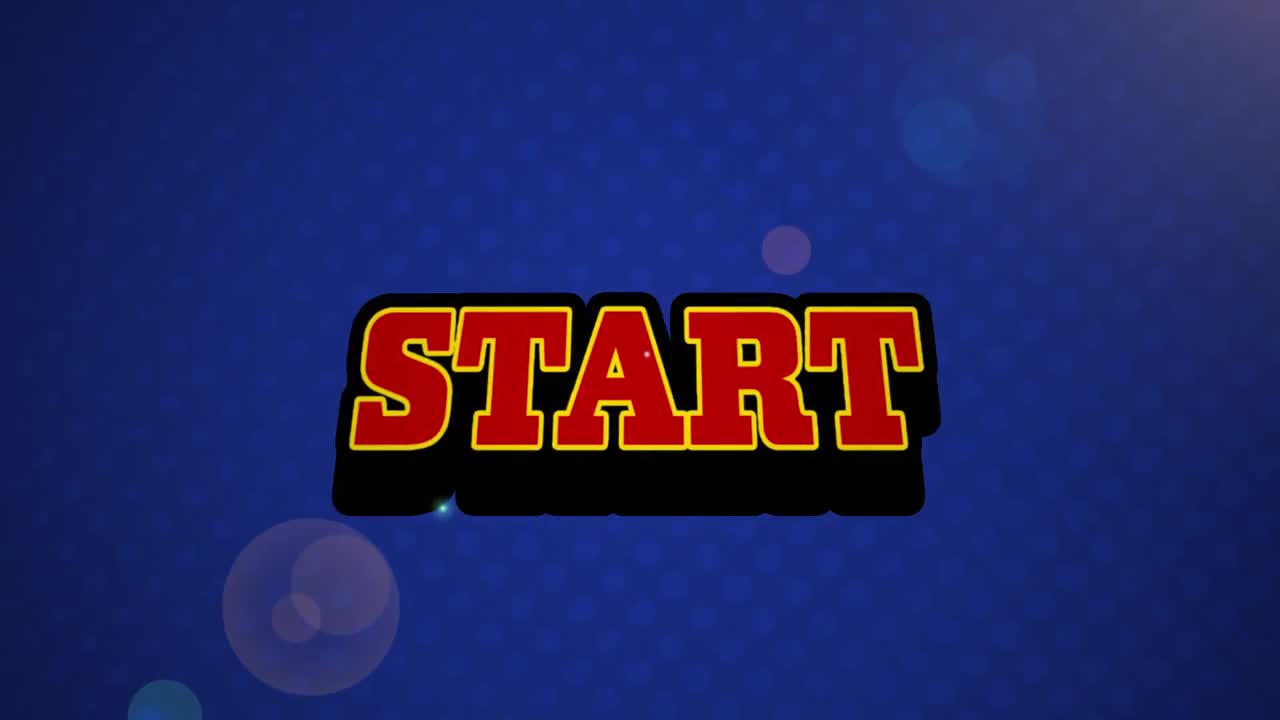 Animation vintage video game screen with word start written