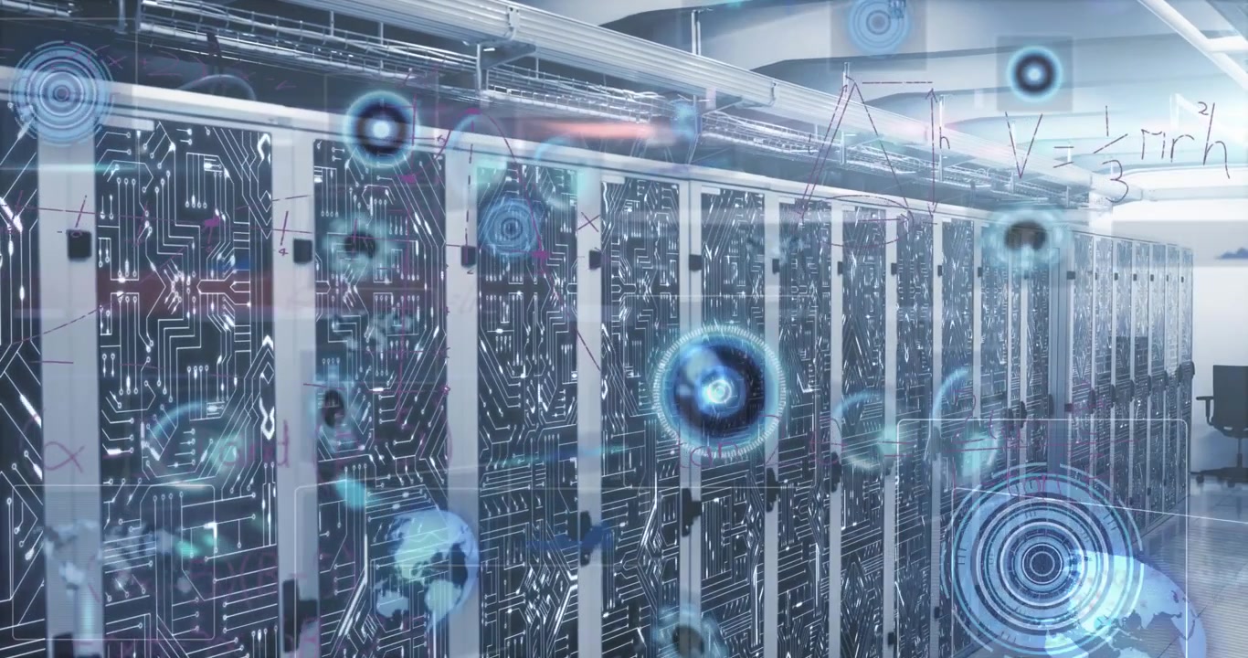 Animation of mathematical equations over round scanners and data processing against server room