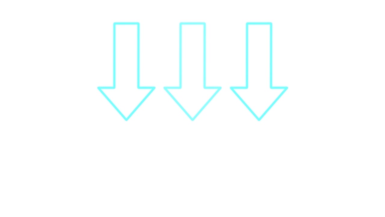 Three blue outlined arrows smoothly descend in steps across a clean, white background animation