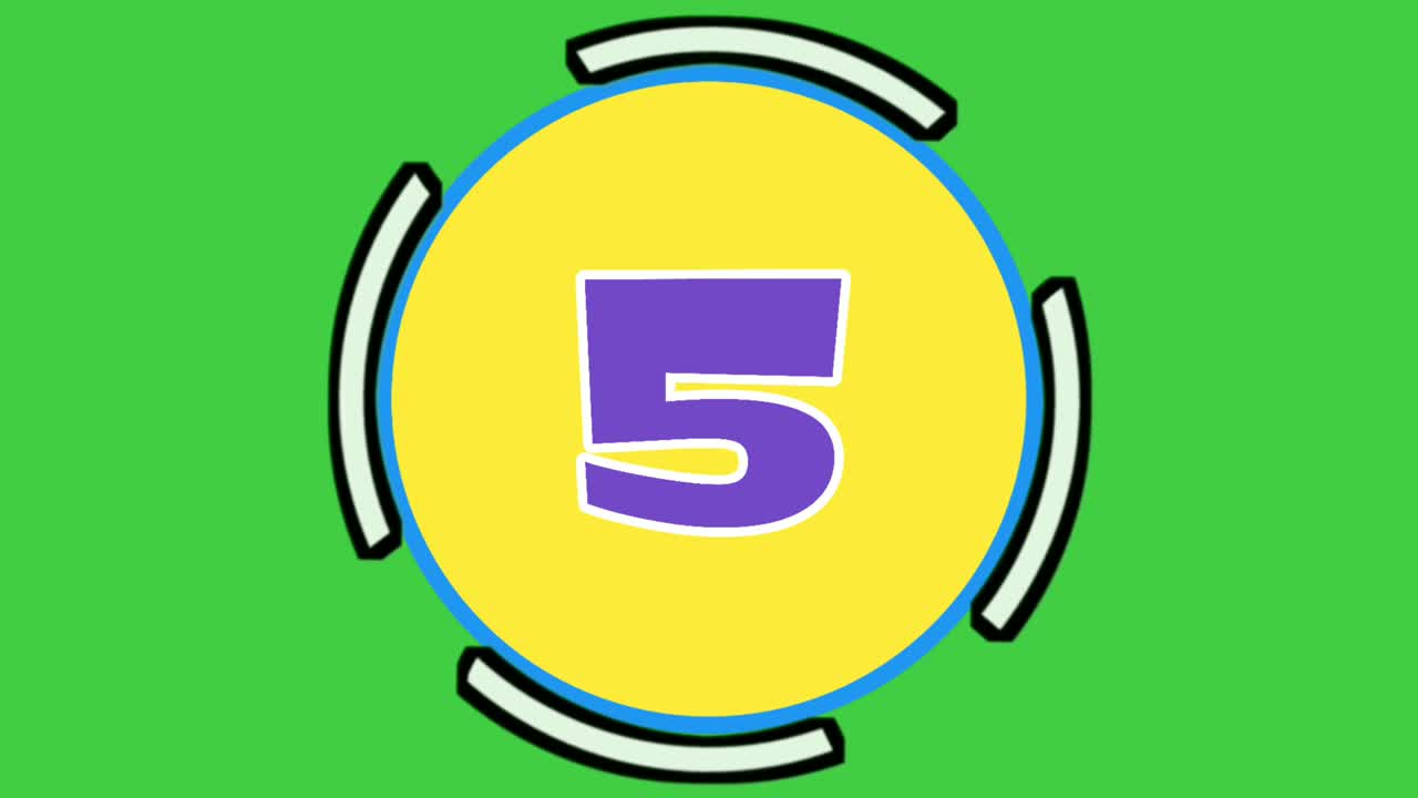 Countdown ten to one animation 4k. Chroma key green background for keying.