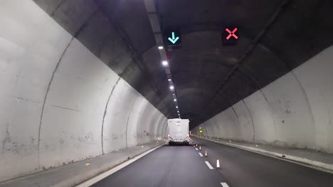 vehicle traveling through a tunnel in piedmont, italy