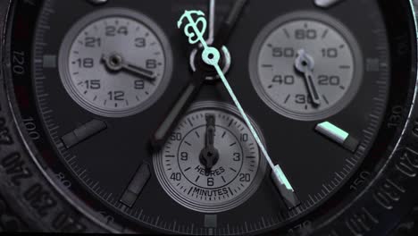 close-up of a chronograph watch