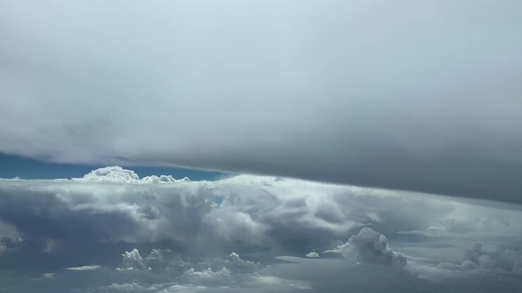 POV flying through a threatening stormy sky