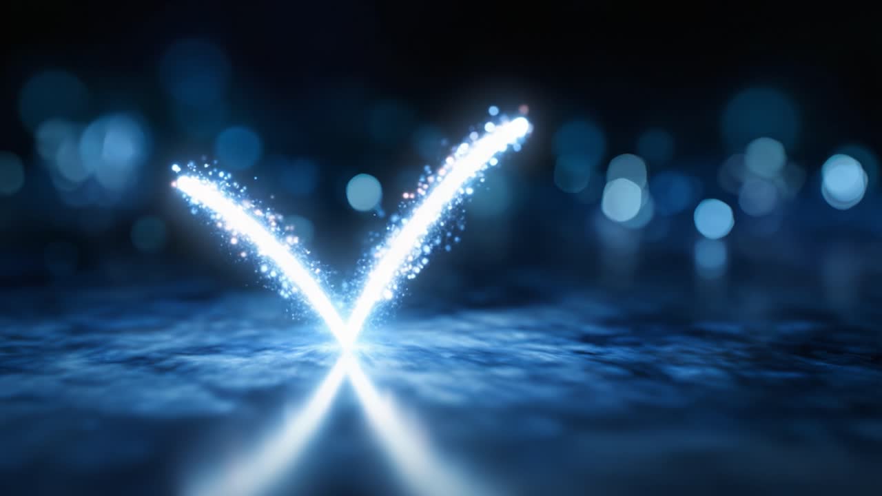 A captivating display of shimmering lights and sparkles forming a dynamic 'V' shape on a reflective surface, creating a magical and enchanting atmosphere