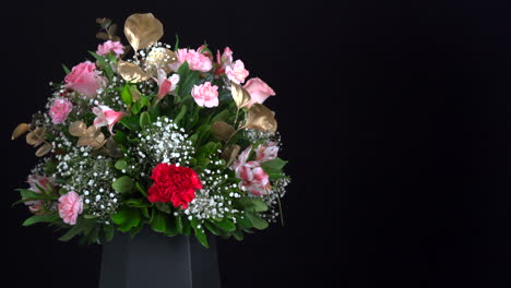 carnation bouquet arrangement spinning and slider in black background