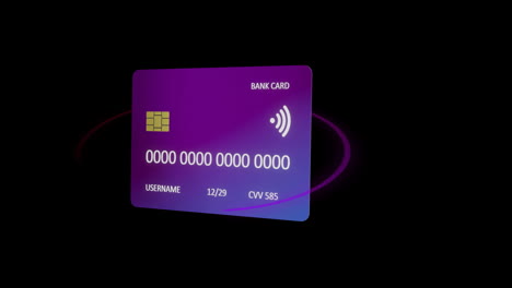 Animation-of-credit-card-with-data-over-black-background