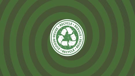 animation of recycling symbol on green spiral background