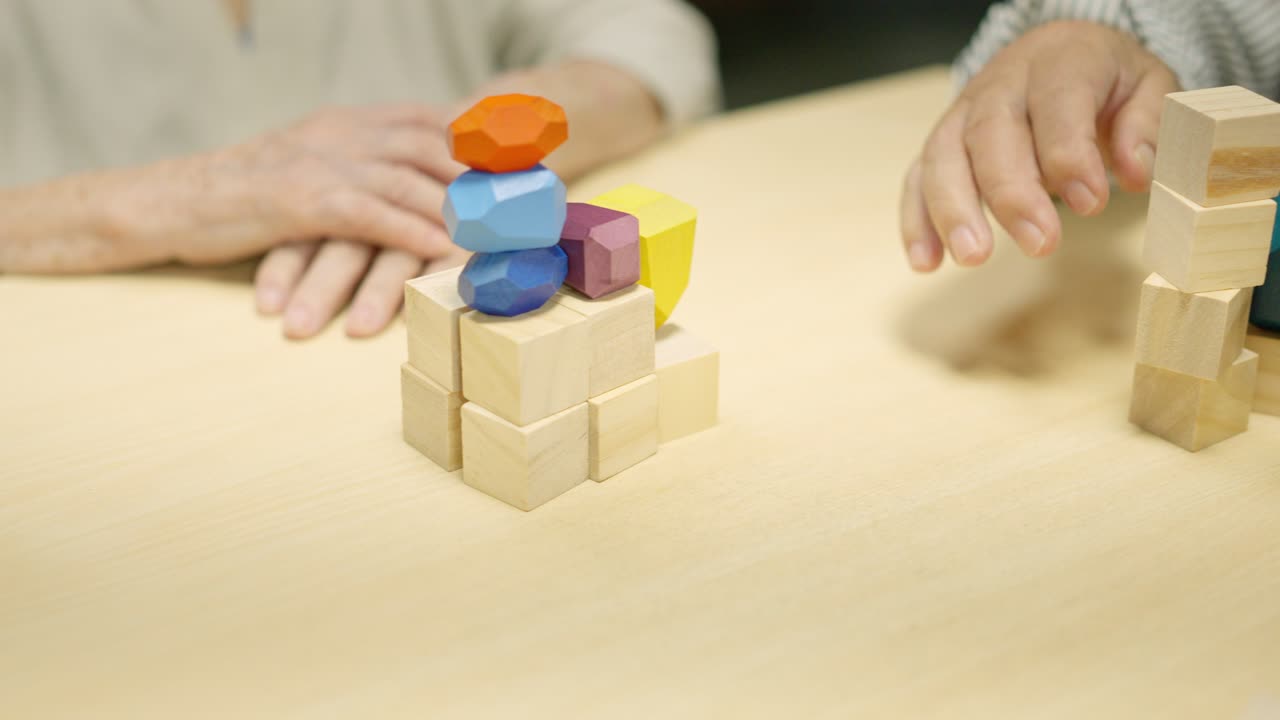 Activity with wooden blocks