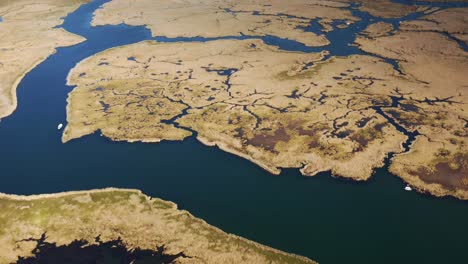 aerial view of the dalyan delta, labyrinth of reedy streams that criss cross through dalyan town and the ruins of caunos, the lycian