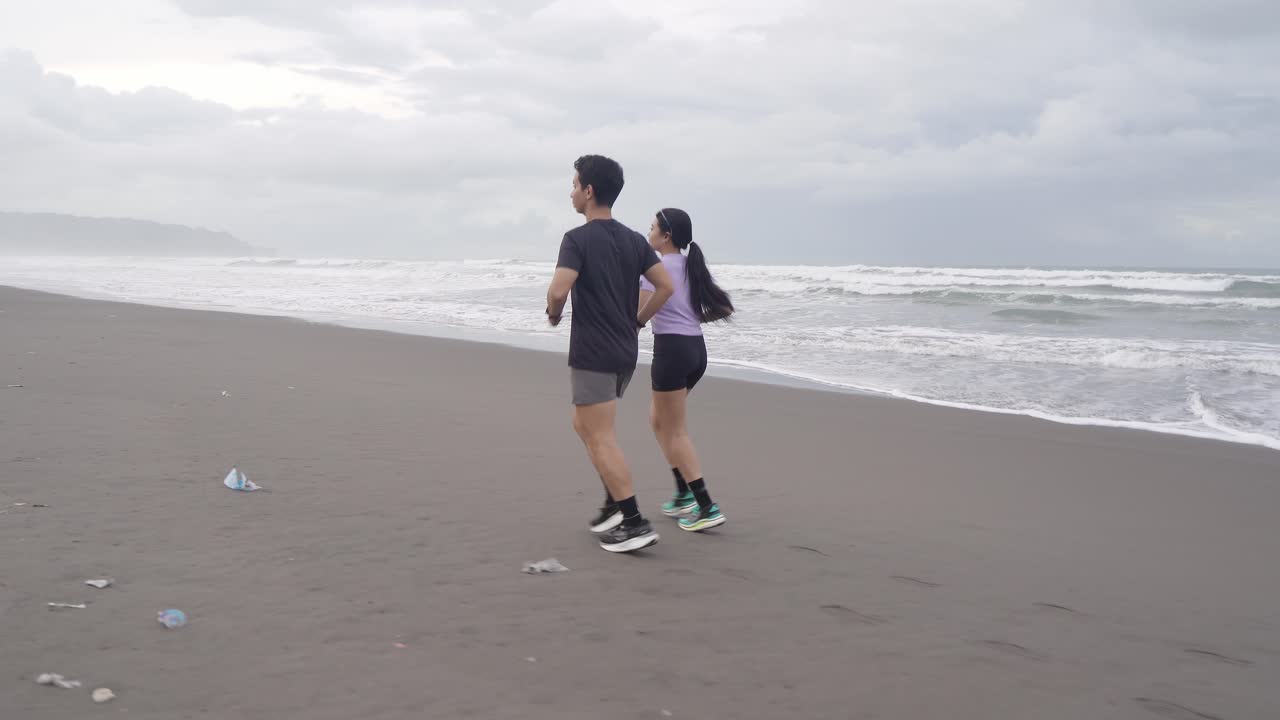 해변에서 실행하는 몇