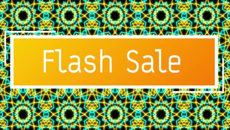 Animation-of-flash-sale-text-over-shapes-on-black-background