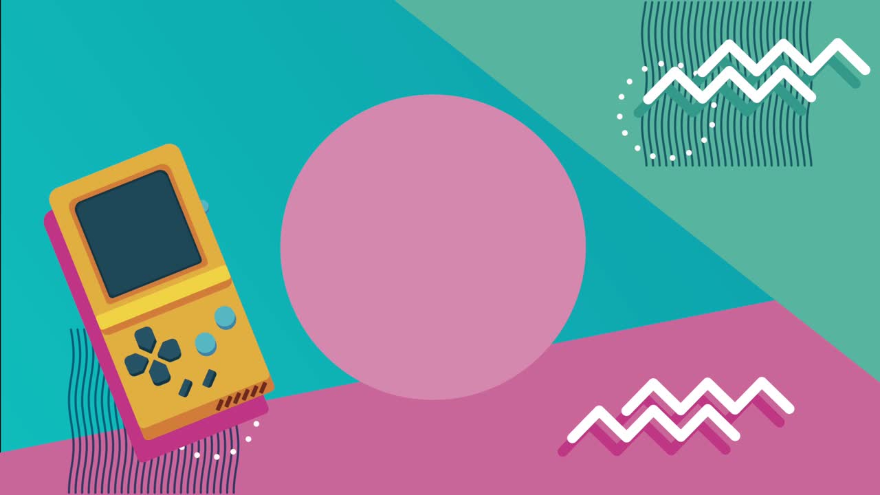 consolas de videojuegos en el fondo de estilo retro de memphis