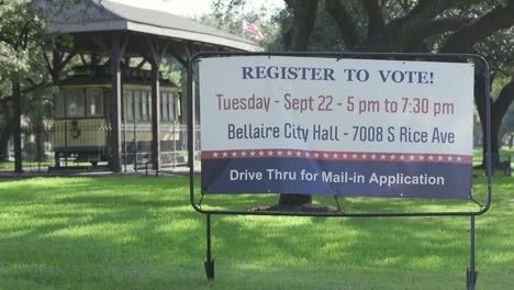 Register-to-vote-sign-for-Bellaire-City-Hall-in-Houston-Texas