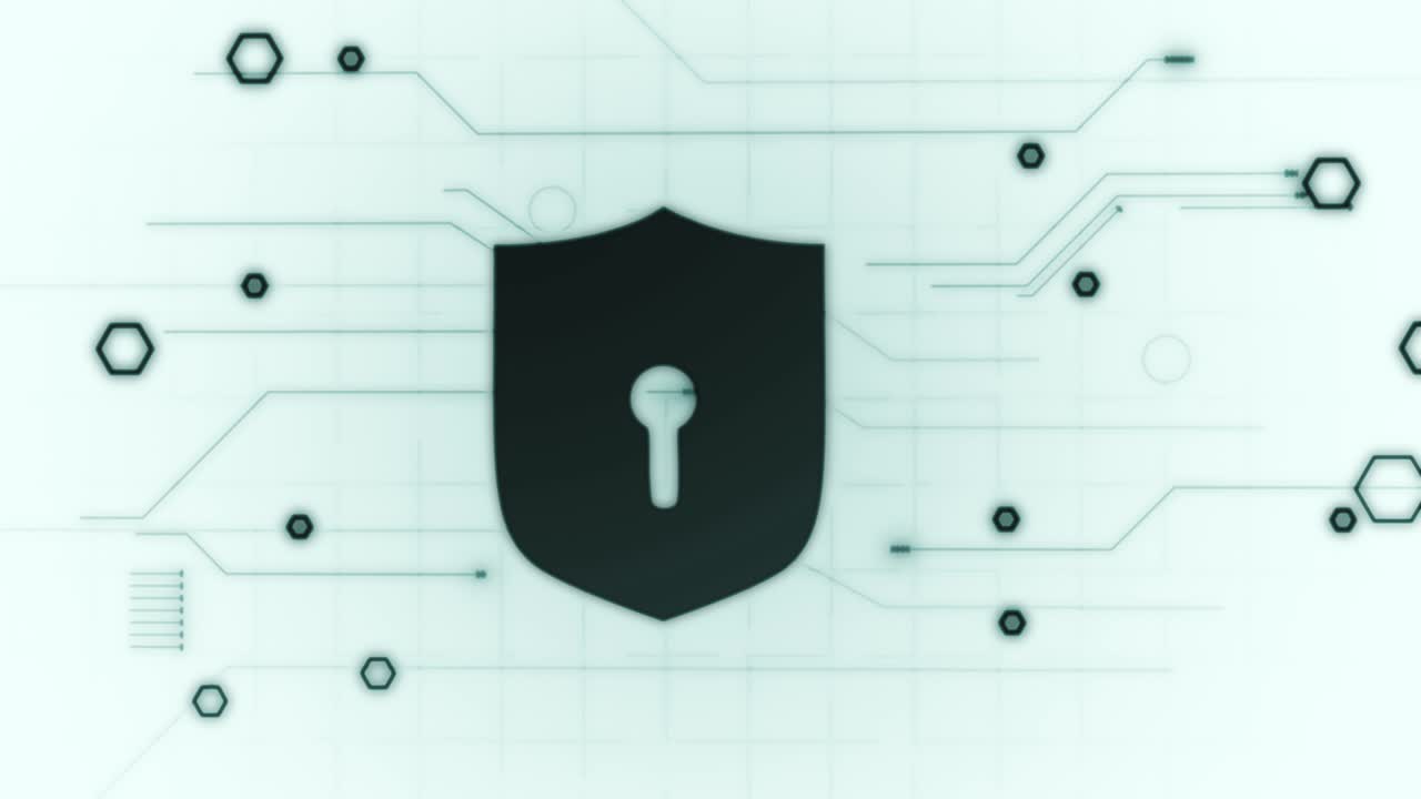 video en 4k de un candado con icono de agujero de llave en la seguridad de datos cibernéticos personales.