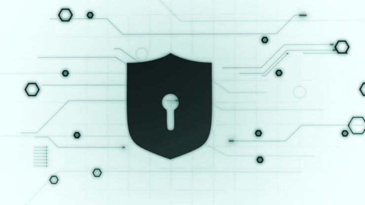 4k video of padlock with keyhole icon in personal cyber data security.